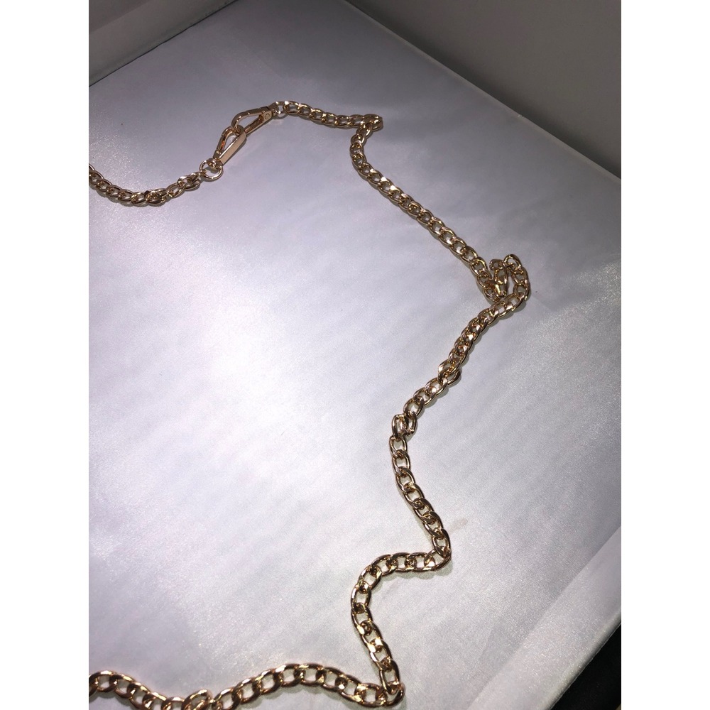 Gold Tone Curb Chain Handbag Replacement Strap Crossbody Lobster Clasp 47 Inch - Picture 5 of 5